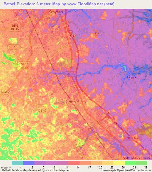 Bethel,US Elevation Map