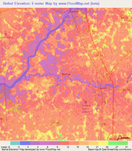 Bethel,US Elevation Map