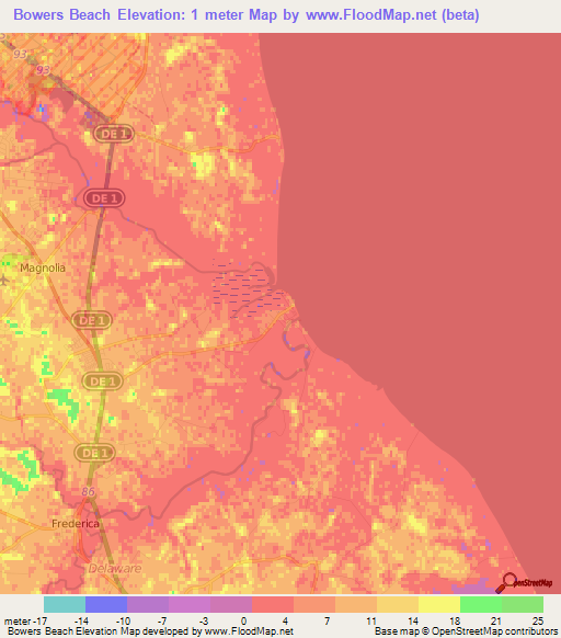 Bowers Beach,US Elevation Map