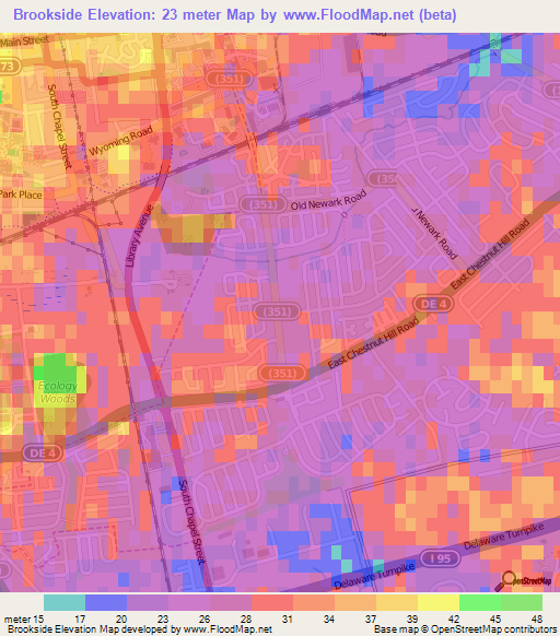 Brookside,US Elevation Map