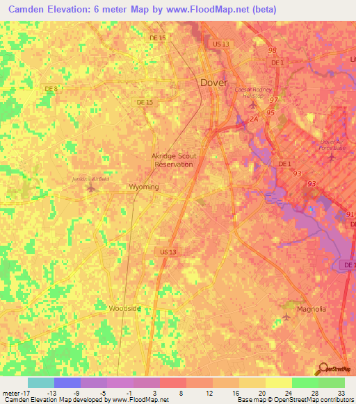 Camden,US Elevation Map