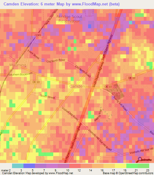 Camden,US Elevation Map