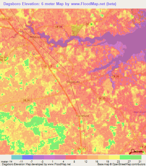 Dagsboro,US Elevation Map