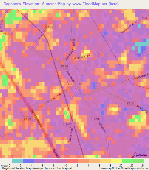 Dagsboro,US Elevation Map