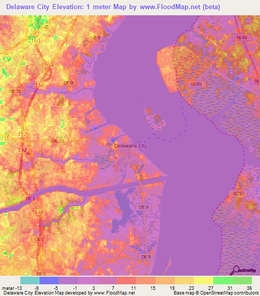 Delaware City,US Elevation Map