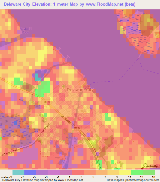 Delaware City,US Elevation Map