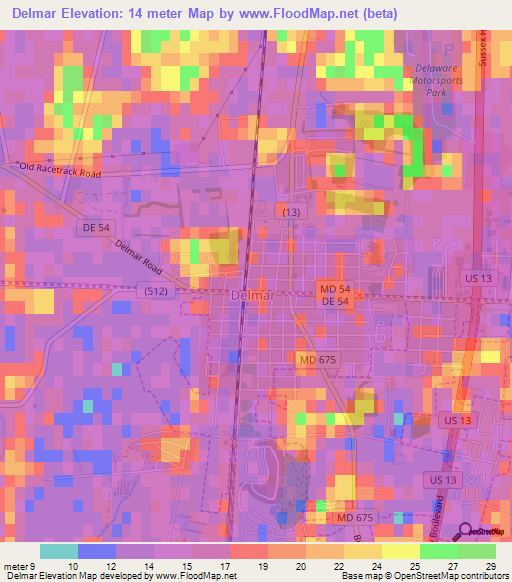 Delmar,US Elevation Map