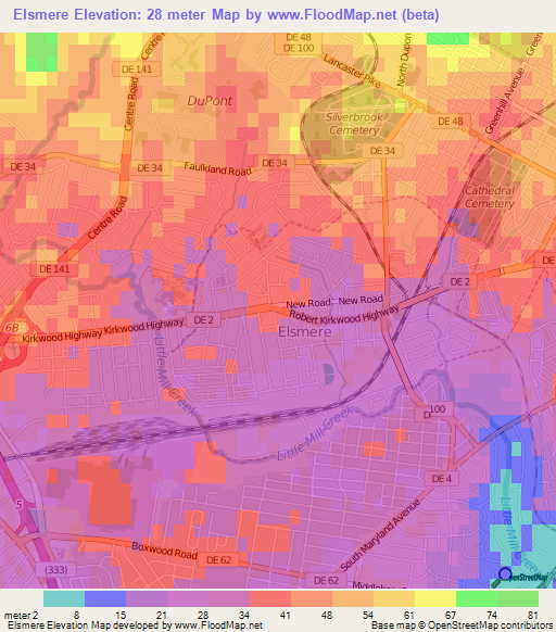 Elsmere,US Elevation Map