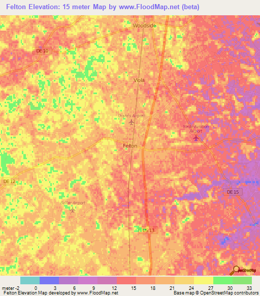 Felton,US Elevation Map