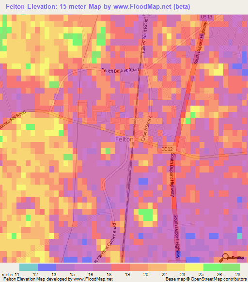 Felton,US Elevation Map