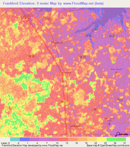 Frankford,US Elevation Map