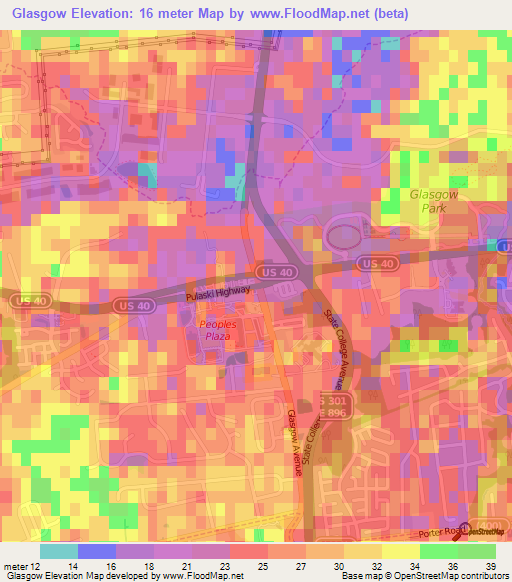 Glasgow,US Elevation Map