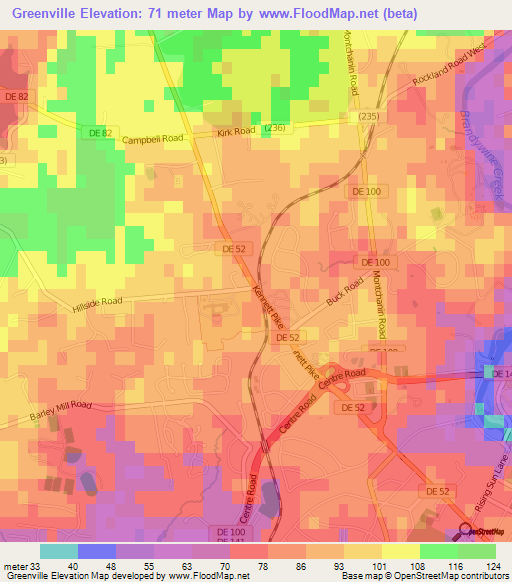 Greenville,US Elevation Map