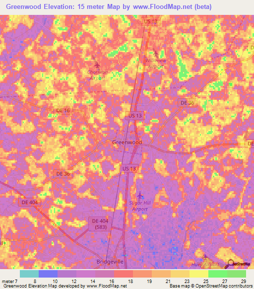 Greenwood,US Elevation Map