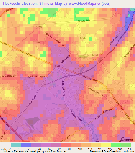 Hockessin,US Elevation Map