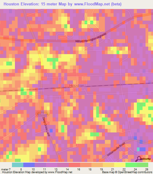 Houston,US Elevation Map