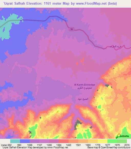 `Uqrat Safhah,Egypt Elevation Map