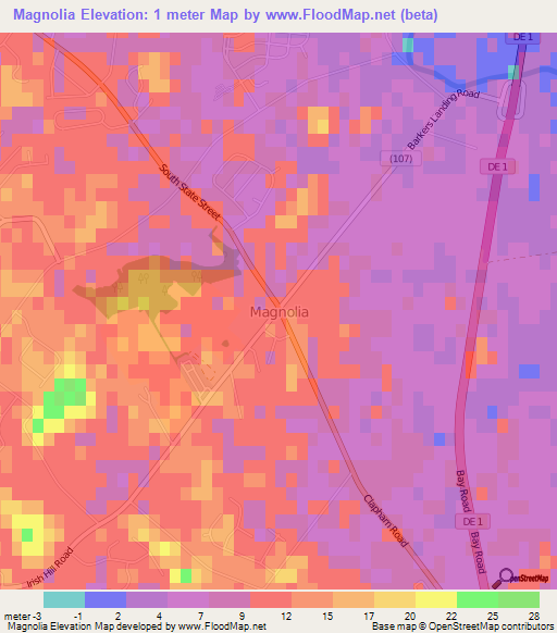 Magnolia,US Elevation Map