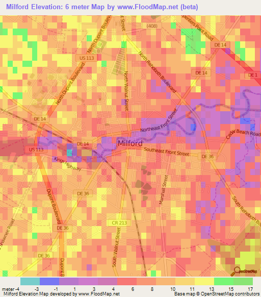 Milford,US Elevation Map