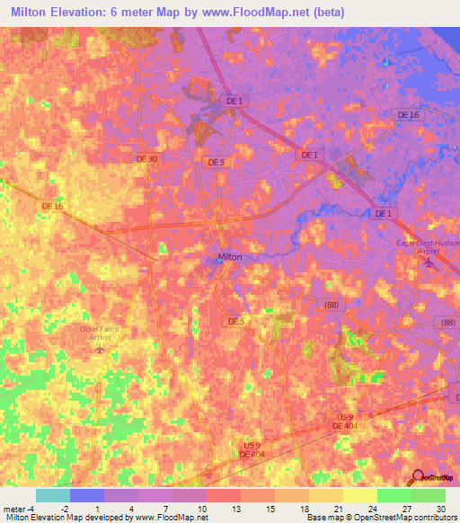 Milton,US Elevation Map