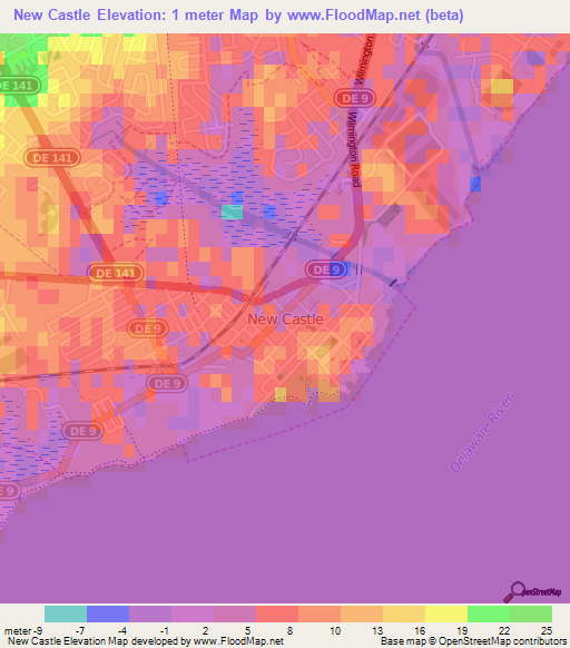 New Castle,US Elevation Map