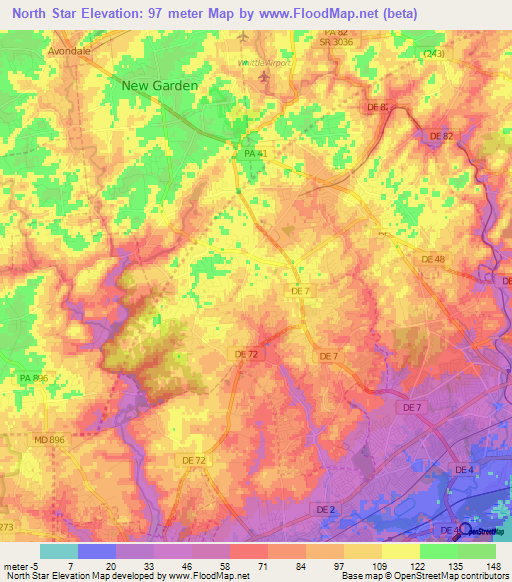 North Star,US Elevation Map