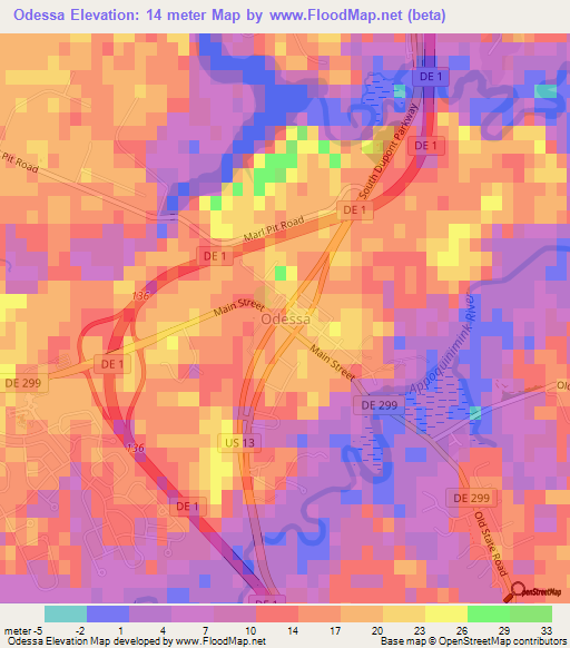 Odessa,US Elevation Map