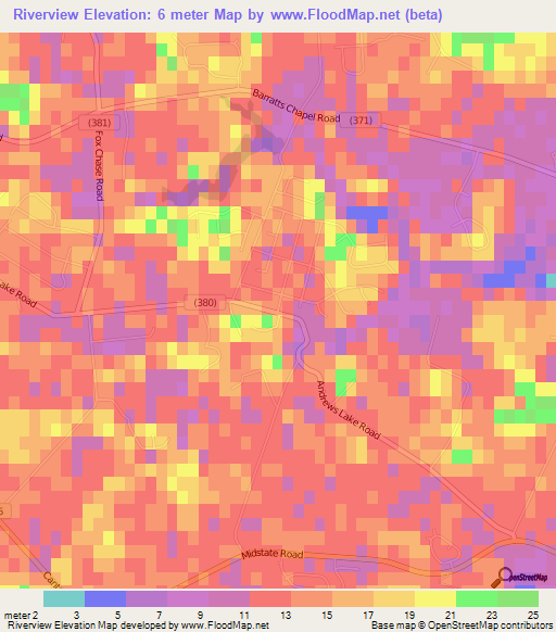 Riverview,US Elevation Map