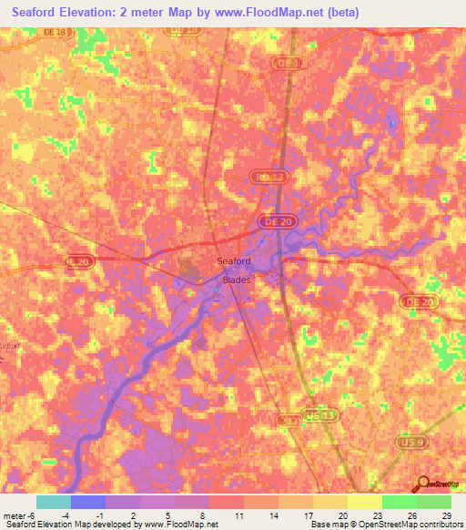 Seaford,US Elevation Map