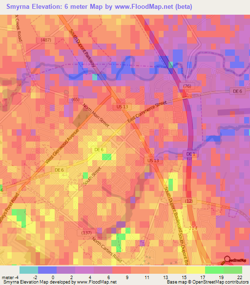 Smyrna,US Elevation Map