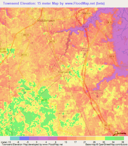 Townsend,US Elevation Map