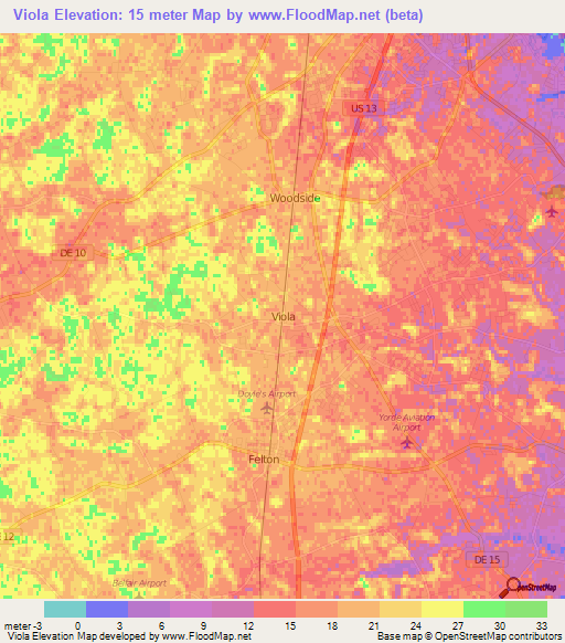 Viola,US Elevation Map