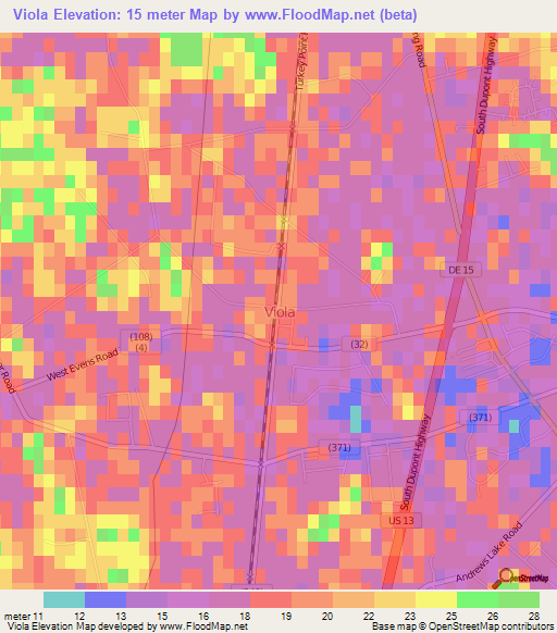 Viola,US Elevation Map