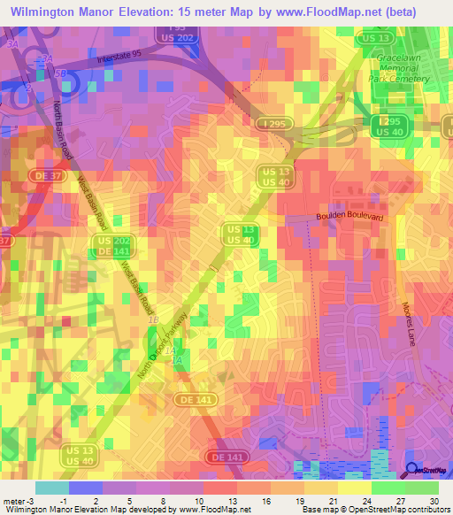 Wilmington Manor,US Elevation Map