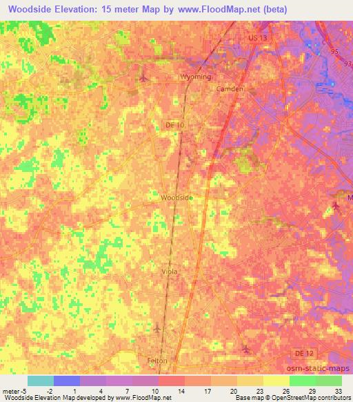 Woodside,US Elevation Map