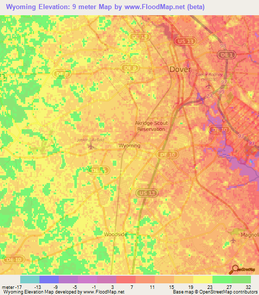 Wyoming,US Elevation Map