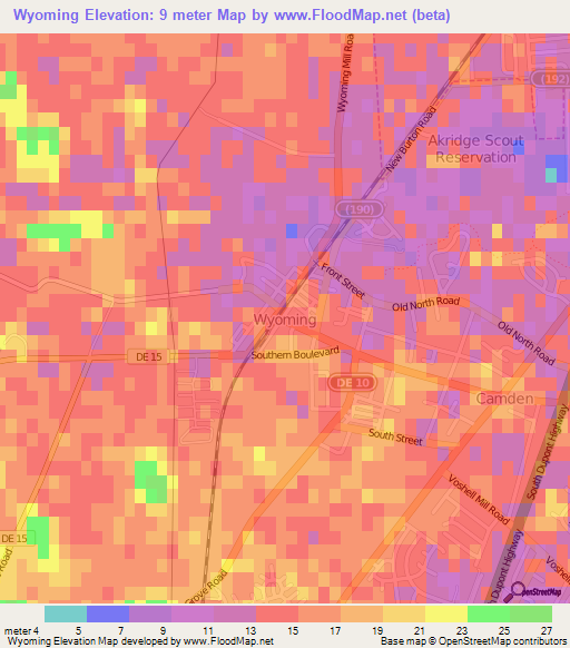 Wyoming,US Elevation Map