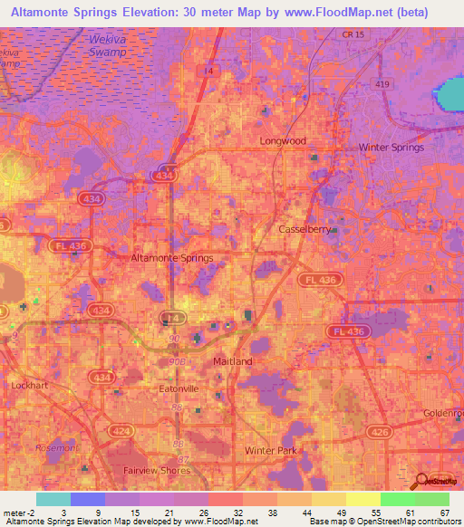 Altamonte Springs,US Elevation Map