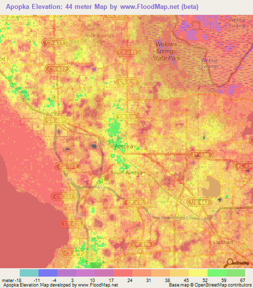 Apopka,US Elevation Map