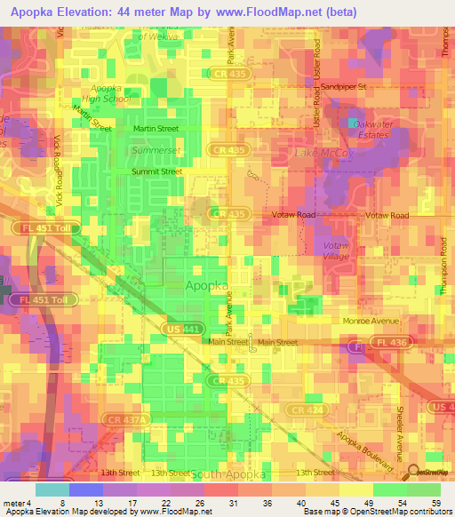 Apopka,US Elevation Map