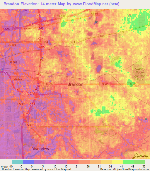 Brandon,US Elevation Map