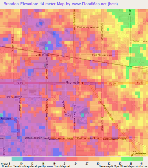 Brandon,US Elevation Map