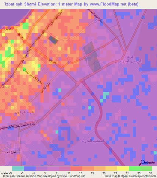 `Izbat ash Shami,Egypt Elevation Map