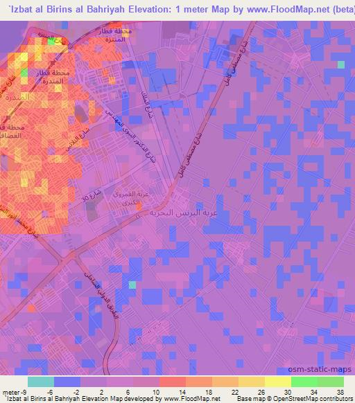 `Izbat al Birins al Bahriyah,Egypt Elevation Map