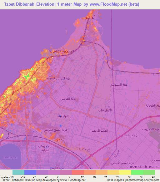 `Izbat Dibbanah,Egypt Elevation Map