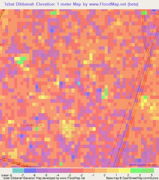 `Izbat Dibbanah,Egypt Elevation Map