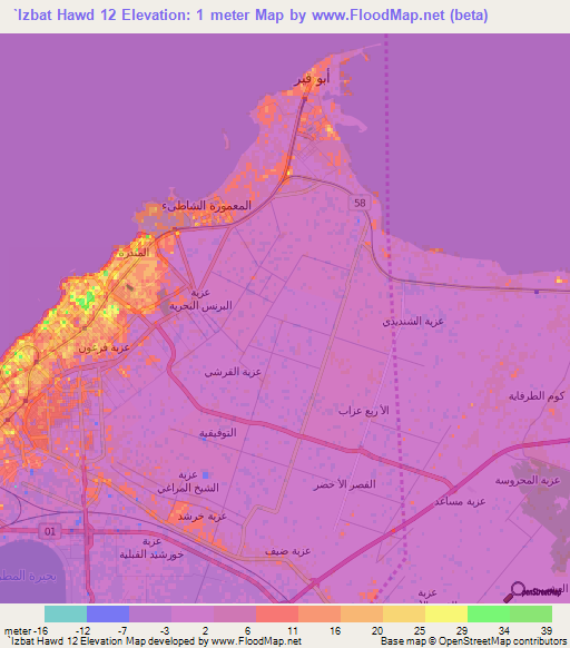 `Izbat Hawd 12,Egypt Elevation Map