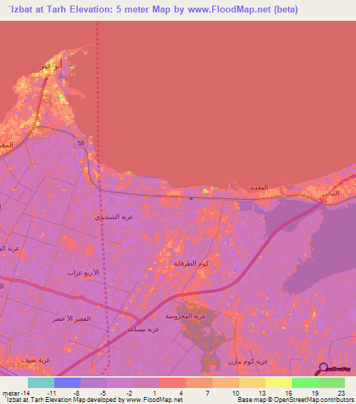 `Izbat at Tarh,Egypt Elevation Map