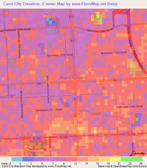 Carol City,US Elevation Map