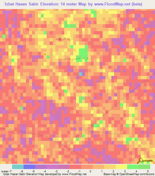 `Izbat Hasan Sabir,Egypt Elevation Map